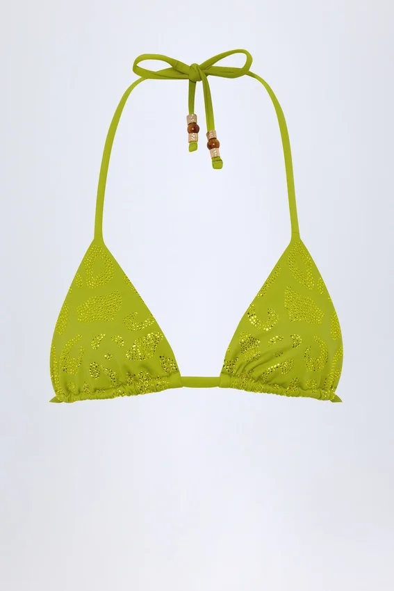 Top bikini a triangolo con dettagli decorativi Comoros in verde oliva Top bikini a triangolo con dettagli decorativi Comoros in verde oliva