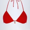 Top bikini a triangolo con dettaglio charm Canggu in rosso fuoco Top bikini a triangolo con dettaglio charm Canggu in rosso fuoco