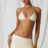 Top bikini a triangolo Keshi con dettagli in perla, bianco perla Top bikini a triangolo Keshi con dettagli in perla, bianco perla