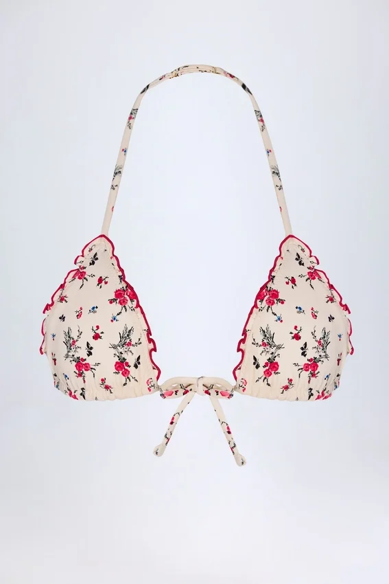 Top bikini a triangolo Noia in rosso a fiori Top bikini a triangolo Noia in rosso a fiori