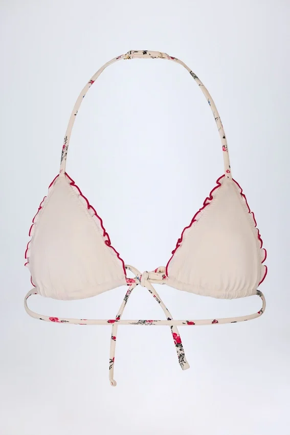 Top bikini a triangolo Noia in rosso a fiori Top bikini a triangolo Noia in rosso a fiori