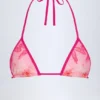 Top bikini a triangolo Paita con stampa orchidea rosa Top bikini a triangolo Paita con stampa orchidea rosa