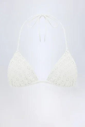Top bikini a triangolo Recife in broderie anglaise, colore bianco Top bikini a triangolo Recife in broderie anglaise, colore bianco