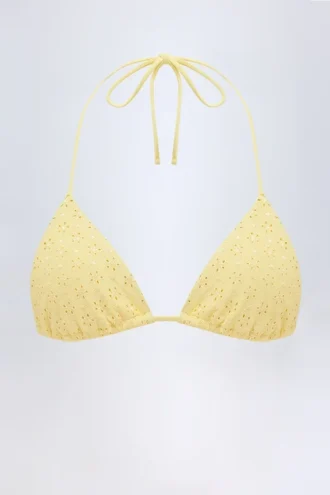 Top bikini a triangolo Recife in broderie anglaise, giallo limone Top bikini a triangolo Recife in broderie anglaise, giallo limone