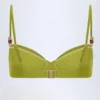Top bikini con ferretto arricciato e decorazioni in perline Bruny in verde oliva Top bikini con ferretto arricciato e decorazioni in perline Bruny in verde oliva