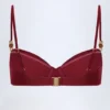 Top bikini con ferretto e ruches impreziosito da perline Bruny in ciliegia scuro Top bikini con ferretto e ruches impreziosito da perline Bruny in ciliegia scuro