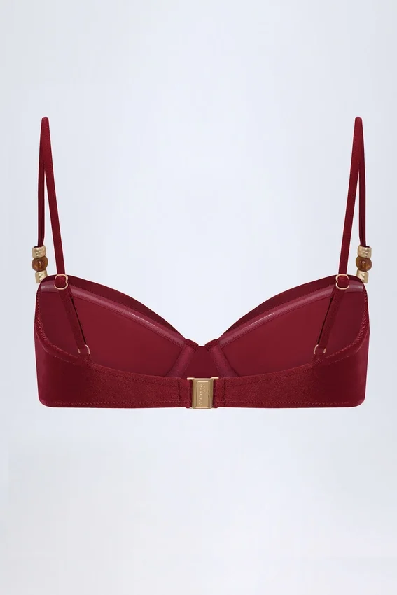 Top bikini con ferretto e ruches impreziosito da perline Bruny in ciliegia scuro Top bikini con ferretto e ruches impreziosito da perline Bruny in ciliegia scuro