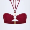 Top bikini con scollo all’americana e dettagli in metallica Savai in ciliegia scura Top bikini con scollo all’americana e dettagli in metallica Savai in ciliegia scura