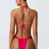 Top bikini con scollo all’americana e ruches decorato Clearwater in rosa lampone