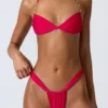 Top bikini con scollo all’americana e ruches decorato Clearwater in rosa lampone