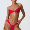 Top bikini con scollo all’americana e ruches decorato Clearwater in rosa lampone