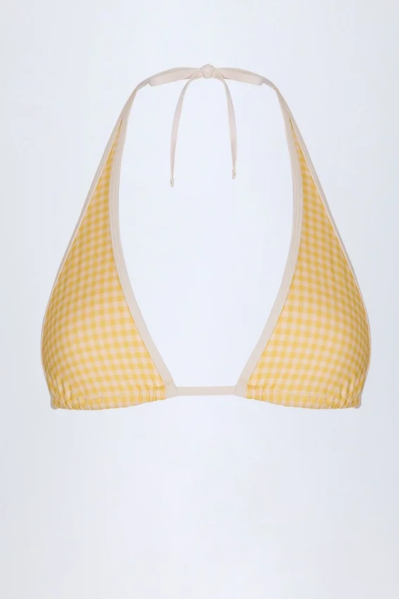 Top bikini con scollo all’americana Morella a quadretti gialli Top bikini con scollo all’americana Morella a quadretti gialli
