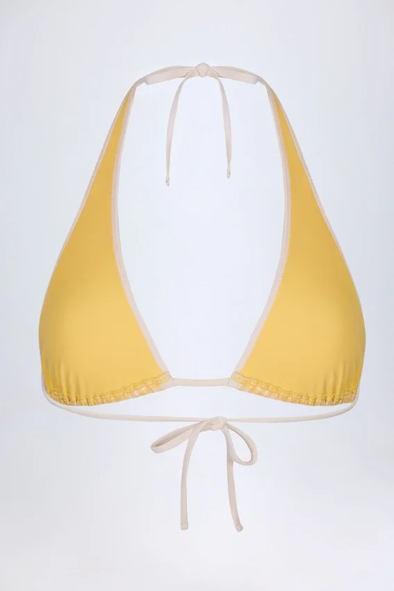 Top bikini con scollo all’americana Morella a quadretti gialli Top bikini con scollo all’americana Morella a quadretti gialli