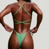 Top bikini con spalline e scollo rotondo in seersucker verde acqua