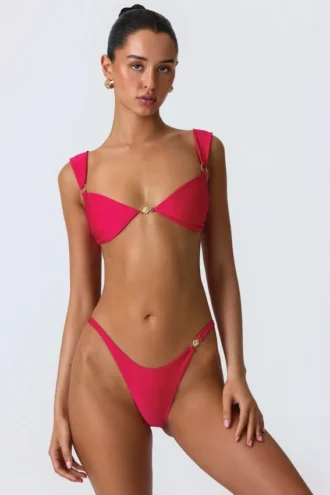 Top bikini decorato Coquina in rosa lampone
