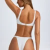 Top bikini Malibu con scollo rotondo in bianco