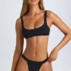 Top bikini Malibu con scollo rotondo in nero