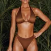 Top bikini micro Mele Plunge in marrone Top bikini micro Mele Plunge in marrone