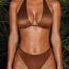 Top bikini micro Mele Plunge in marrone Top bikini micro Mele Plunge in marrone