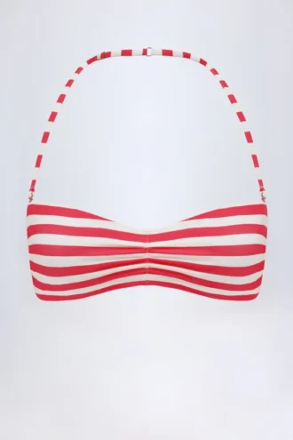 Top bikini multiuso Cascais a righe rosso ciliegia Top bikini multiuso Cascais a righe rosso ciliegia