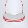 Top bikini multiuso Cascais a righe rosso ciliegia Top bikini multiuso Cascais a righe rosso ciliegia
