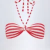 Top bikini multiuso Cascais a righe rosso ciliegia Top bikini multiuso Cascais a righe rosso ciliegia