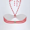 Top bikini multiuso Cascais a righe rosso ciliegia Top bikini multiuso Cascais a righe rosso ciliegia