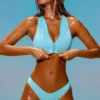 Top bikini Sporty Swim con zip in turchese