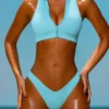 Top bikini Sporty Swim con zip in turchese