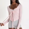 Top con lacci sul davanti in Modal, colore Blush