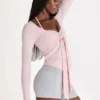 Top con lacci sul davanti in Modal, colore Blush
