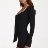 Top con lacci sul davanti in modal, colore nero