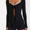 Top con lacci sul davanti in modal, colore nero