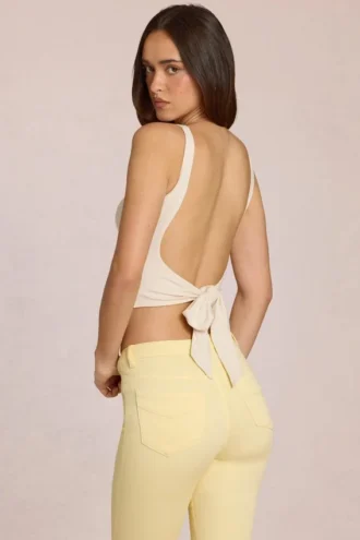 Top con lacci sul retro in modal Norelle, colore avorio