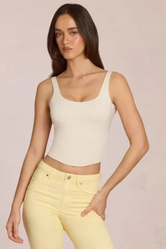 Top con lacci sul retro in modal Norelle, colore avorio