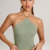 Top con scollo all’americana in Modal Aviora, colore verde salvia Top con scollo all’americana in Modal Aviora, colore verde salvia