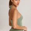 Top con scollo all’americana in Modal Aviora, colore verde salvia Top con scollo all’americana in Modal Aviora, colore verde salvia