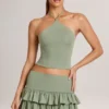 Top con scollo all’americana in Modal Aviora, colore verde salvia Top con scollo all’americana in Modal Aviora, colore verde salvia
