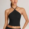 Top con scollo all’americana in modal Aviora, nero