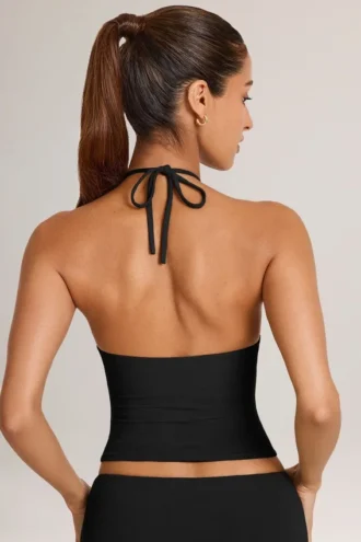 Top con scollo all’americana in modal Aviora, nero
