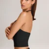 Top con scollo all’americana in modal Aviora, nero