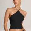 Top con scollo all’americana in modal Aviora, nero