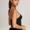 Top con scollo all’americana in modal Aviora, nero