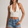 Top con scollo all’americana in modal Drew, bianco Top con scollo all’americana in modal Drew, bianco