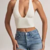 Top con scollo all’americana in modal Drew, bianco Top con scollo all’americana in modal Drew, bianco