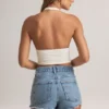 Top con scollo all’americana in modal Drew, bianco Top con scollo all’americana in modal Drew, bianco