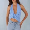 Top con scollo profondo all’americana Maraya con stampa a pois blu Top con scollo profondo all’americana Maraya con stampa a pois blu