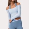 Top con spalle scoperte in jersey morbido, colore Powder Blue Top con spalle scoperte in jersey morbido, colore Powder Blue