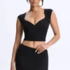 Top Cora in Modal con maniche ad aletta e ruches, colore nero