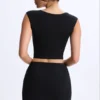 Top Cora in Modal con maniche ad aletta e ruches, colore nero